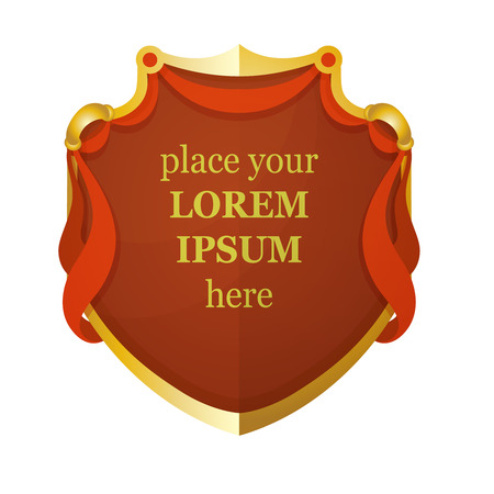 illustration of shield with ribbons, background for your text, semi-flat shield iconのイラスト素材