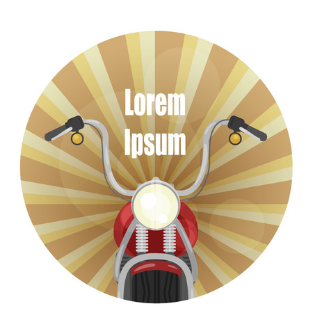 color illustration of motocycle, front view, bike handlebar and headlightのイラスト素材