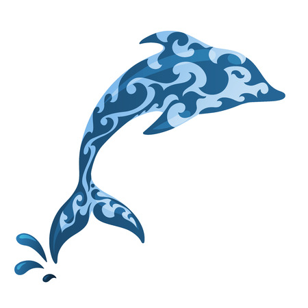 Ornamental decorative dolphin. Creative art icon stylized. Isolated color illustrationのイラスト素材