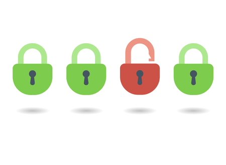 Colored locks Icons in trendy flat style isolated on white background. Security symbol for your web site design, logo, app, UI. Vector illustrationのイラスト素材