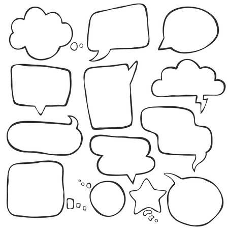 Set of different speak bubbles, speak clouds. Flat graphic element vector shapesのイラスト素材