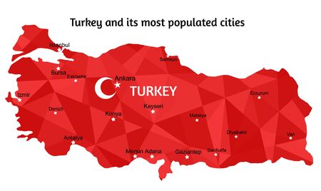 Turkey map and its largest and most populated citiesのイラスト素材