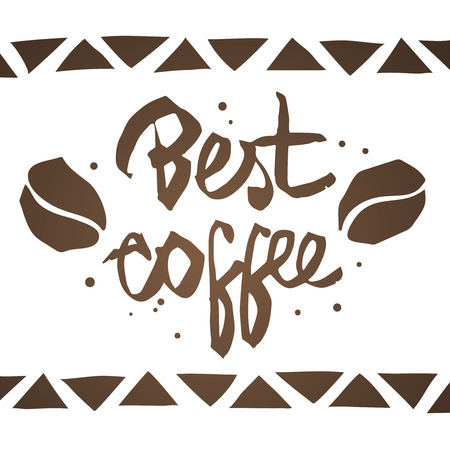 Best coffee - banner with lettering and stylized coffee bean. Isolated on transparent background.のイラスト素材
