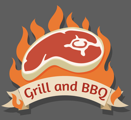 Grill and Barbecue cartoon logo.のイラスト素材