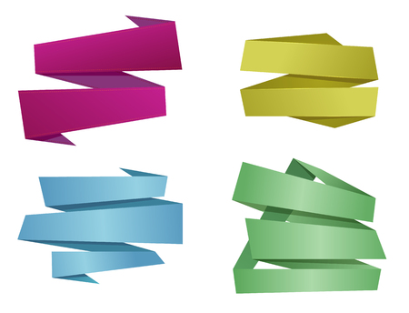 Color asymmetric origami banner ribbons. Elements for your design vector illustration.のイラスト素材
