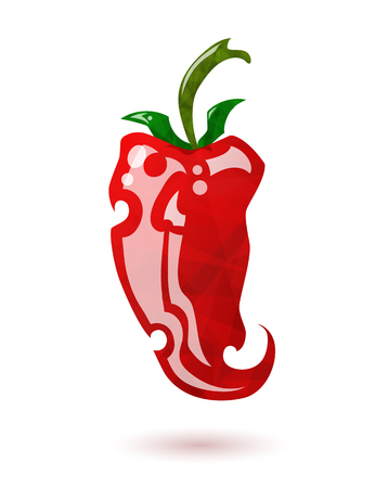 Red chili pepper vector icon isolated on white backgroundのイラスト素材
