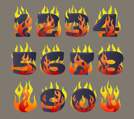 Flaming numbers setのイラスト素材