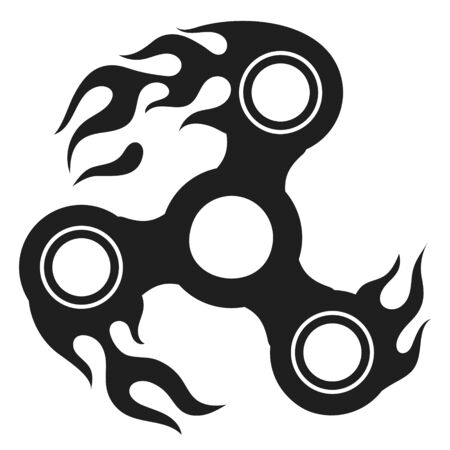 Flaming fidget hand spinner silhouette illustration.のイラスト素材