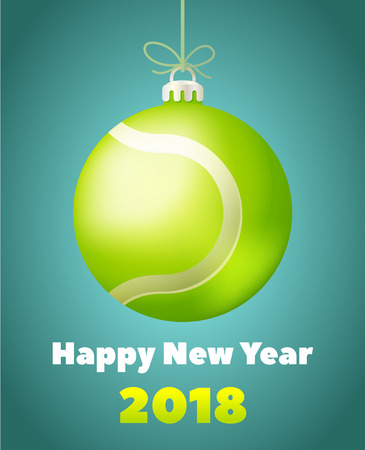 New Year Tennis Ball for the Year of the Dog, vector illustrationのイラスト素材