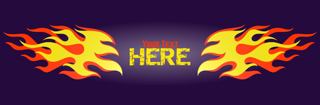 Red and yellow gradient fire frame, old school flame logo, isolated vector illustrationのイラスト素材