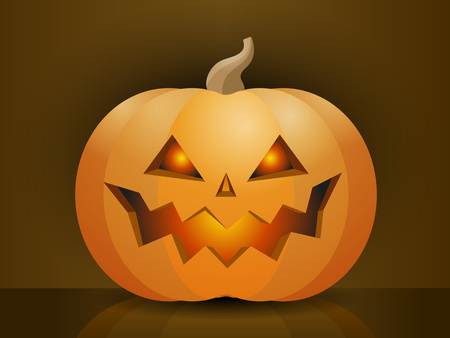 Halloween pumpkin with scary face. Vector cartoon Illustrationのイラスト素材