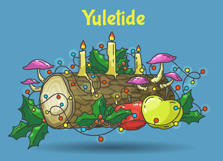 Yule log, vector illustrationのイラスト素材