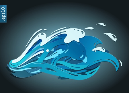 a blue vector wave with a drops and splashesのイラスト素材
