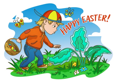 Easter Egg Hunter Boyのイラスト素材