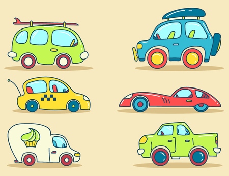 Vector set of cars images stylized for childrenのイラスト素材