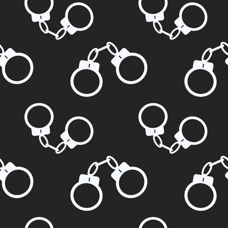 dark seamless vector pattern with the white handcuffsのイラスト素材