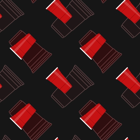 seamless vector pattern with a throwaway plastic party cupsのイラスト素材