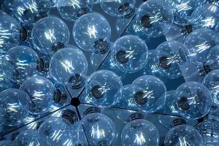 closeup photo of ceiling lamp with many lightbulbs