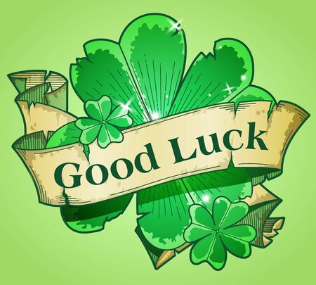 Shamrock leaf with a ribbon, colorful illustration for St Paddys Dayのイラスト素材