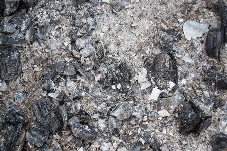 Gray ash from the from the wood from the fireplaceの写真素材