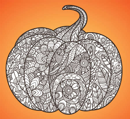 Halloween Pumpkin anti-stress coloring pageのイラスト素材