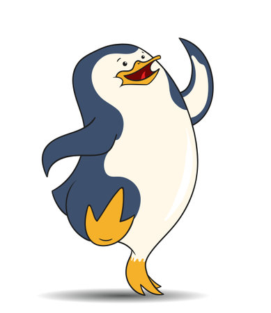 Cute penguin is walking, cartoon illustrationのイラスト素材