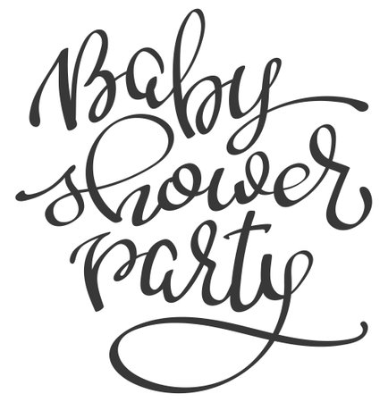 Handwritten lettering words Baby Shower Party, vector illustrationのイラスト素材