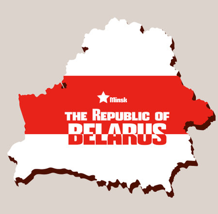 The white-red-white flag on a silhouette of Belarus mapのイラスト素材