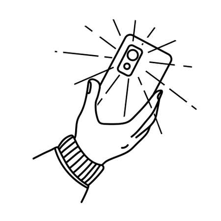 Hand with a mobile phoneのイラスト素材