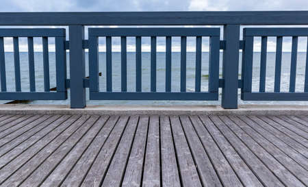 Wooden promenade for walking along the sea shore