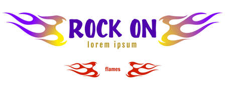 Purple and yellow gradient fire frame, old school flame icon, isolated vector illustrationのイラスト素材