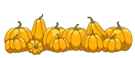 Hand drawn row of a pumpkinsのイラスト素材