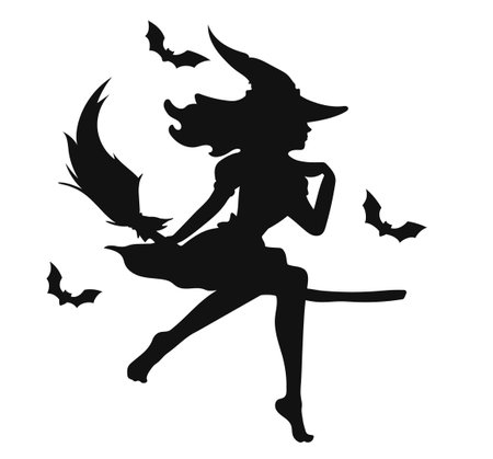 Witch flying on a broomのイラスト素材