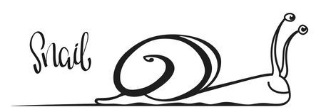 Crawling snail doodle vector illustrationのイラスト素材