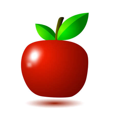 Glossy red apple, isolated vector illustrationのイラスト素材