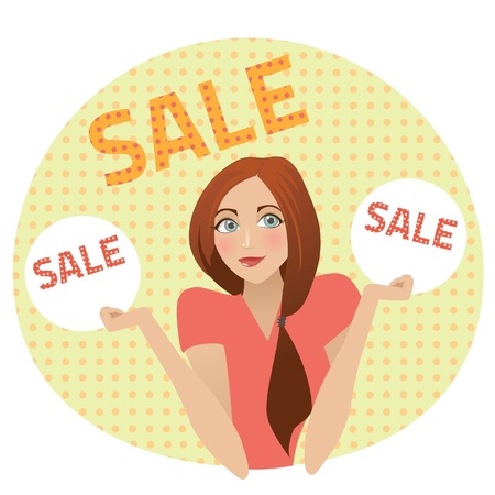 Sale banner with beautiful woman carrying bagsのイラスト素材