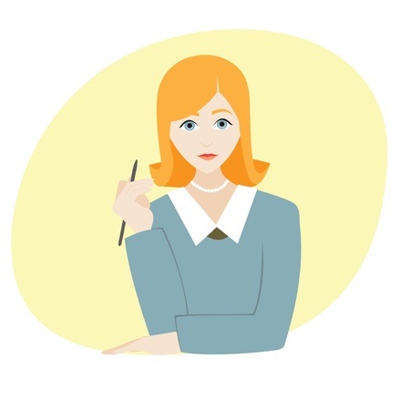 Business girl with the pen  Student at lecture のイラスト素材