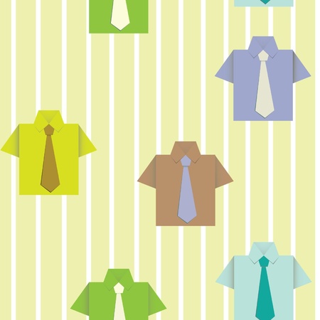 Seamless background with a paper shirt. Wallpaper with a strip.のイラスト素材