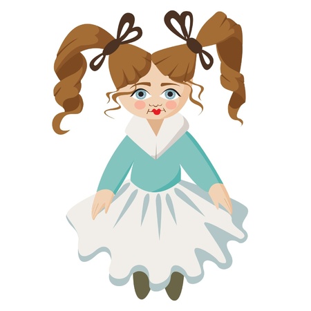 Little lovely girl with the doll personのイラスト素材