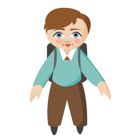 School student with big eyes and a backpack.のイラスト素材