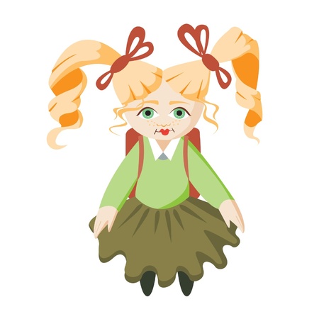 School student with big eyes and a backpack.のイラスト素材