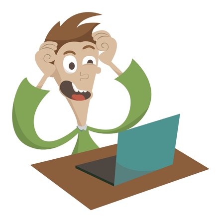 Problems with the computer at the young man のイラスト素材