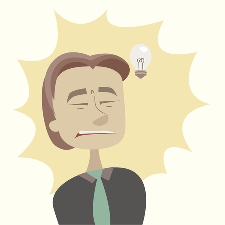 there is no brilliant idea. the businessman sits on an extinct bulbのイラスト素材