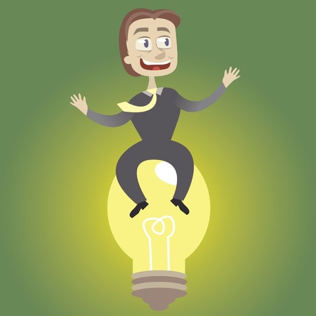 it is a brilliant idea. the businessman sits on a bulbのイラスト素材