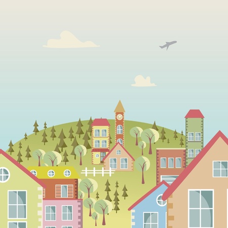 seamless Vector cartoon town 2.のイラスト素材