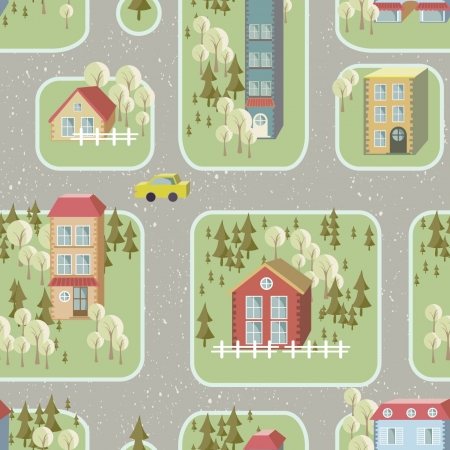 street illustration seamless patternのイラスト素材