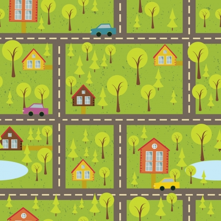 colourful seamless pattern with streets and roads のイラスト素材