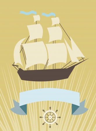 Sailboat with banner for your messageのイラスト素材