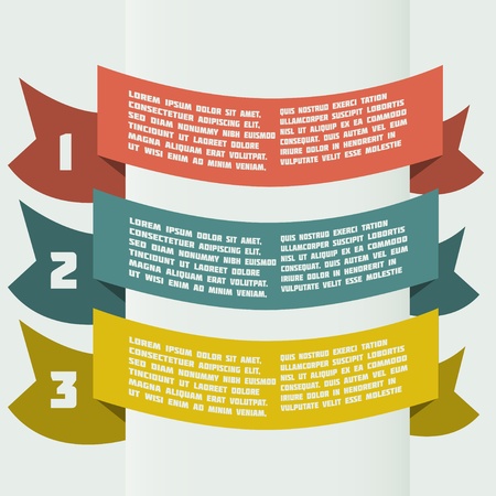 simple color infographics with bent bannersのイラスト素材