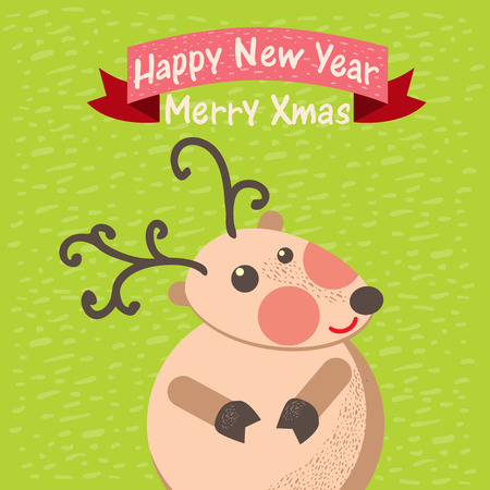Cute Christmas reindeer cardのイラスト素材